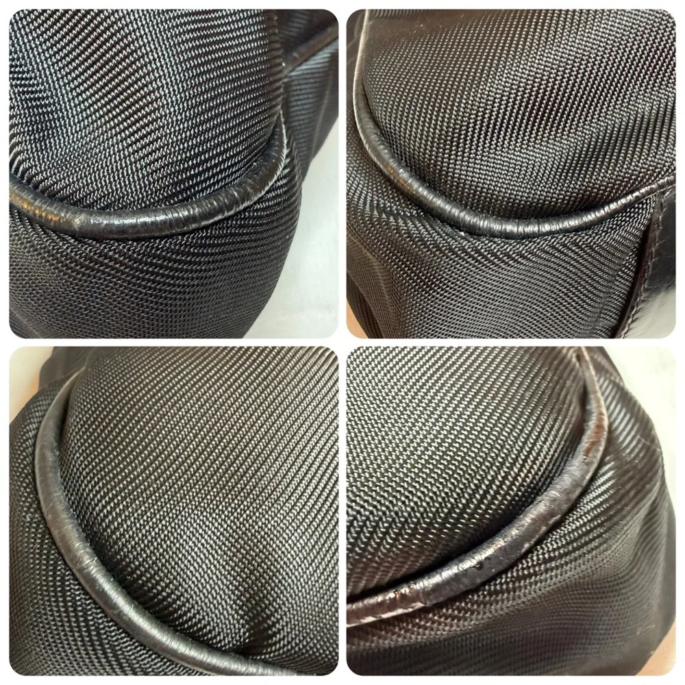 Gucci Vintage Bamboo Handle Nylon Shoulder Bag Black Made in Italy